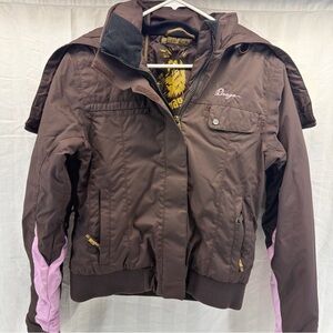 Orage Brown and Pink Bomber Jacket